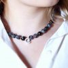 Schneeflocken Obsidian Kette mit Spirale