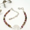 buntes Turmalin Armband mit Lebensbaum Anhänger in 925 Sterlingsilber